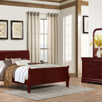 6PC Louis Bedroom, KG Bed, DR, MR & 1 NS, Cherry