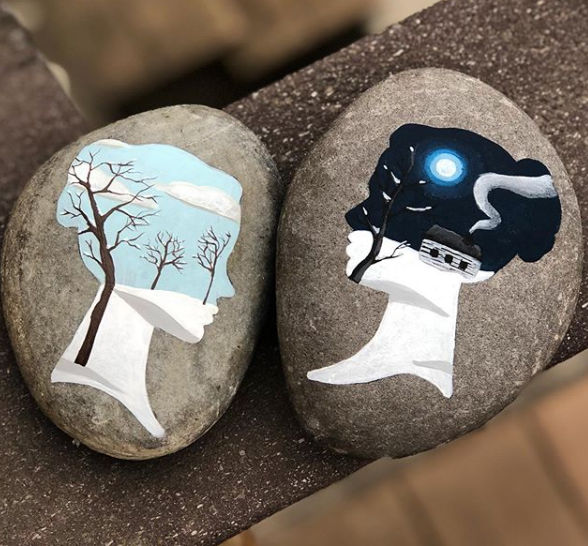 75+ of the Best Christmas Painted Rocks of Instagram 13 day%20and%20night%20painted%20rocks%20by%20retromarktet