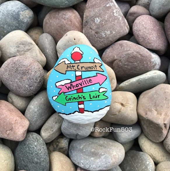 75+ of the Best Christmas Painted Rocks of Instagram 7 whoville christmas painted rock