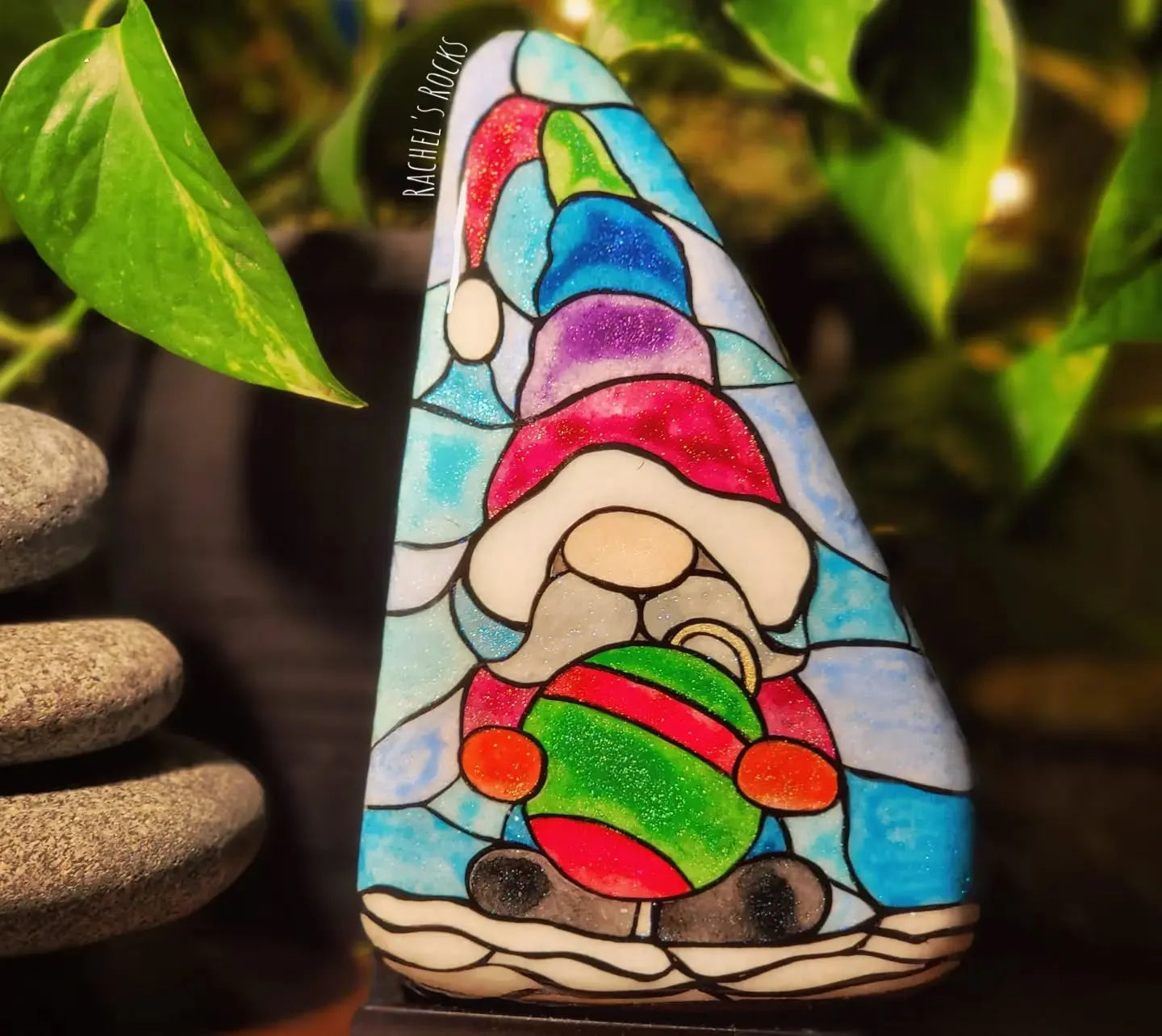 75+ of the Best Christmas Painted Rocks of Instagram 34 santa claus painted rock