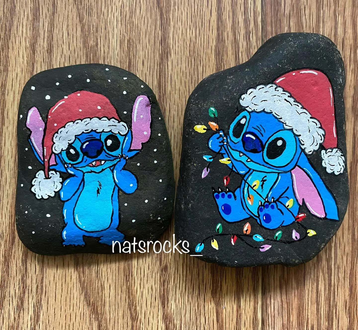 75+ of the Best Christmas Painted Rocks of Instagram 37 lilo and stitch painted rocks
