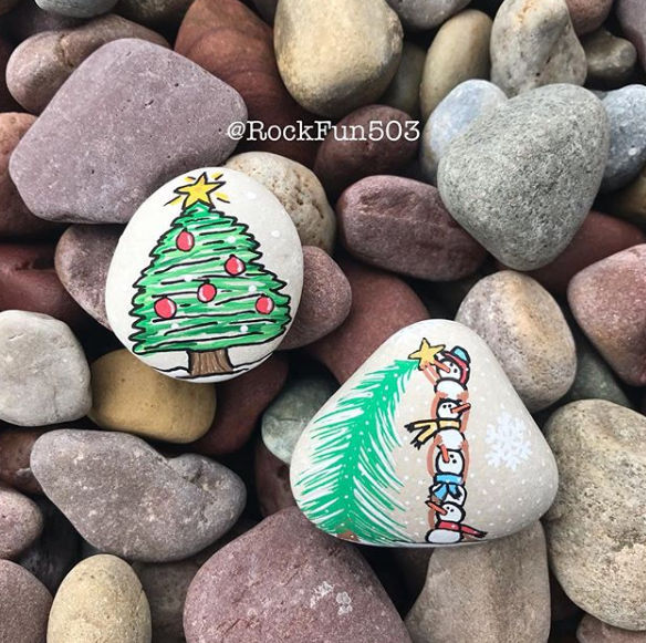 75+ of the Best Christmas Painted Rocks of Instagram 8 christmas tree painted rocks
