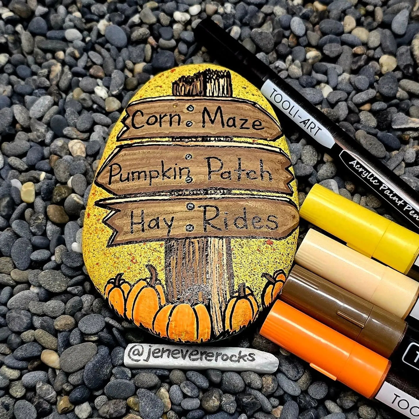 40 Cozy Autumn Rock Painting Ideas to Fall In Love With 19 pumpkin patch painted rock