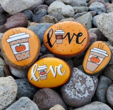 40 Cozy Autumn Rock Painting Ideas to Fall In Love With 10 pumpkin spice latte painted rocks