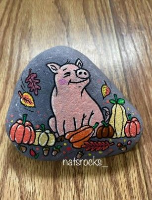 40 Cozy Autumn Rock Painting Ideas to Fall In Love With 16 autumn pig painted rock