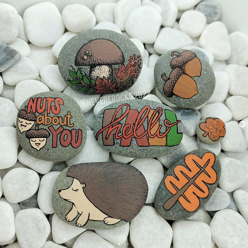 40 Cozy Autumn Rock Painting Ideas to Fall In Love With 35 hello fall painted rock set