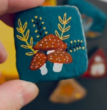 40 Cozy Autumn Rock Painting Ideas to Fall In Love With 18 fall mushroom painted rock