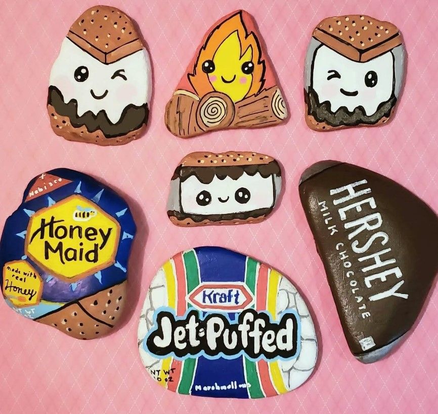 40 Cozy Autumn Rock Painting Ideas to Fall In Love With 15 smores painted rock