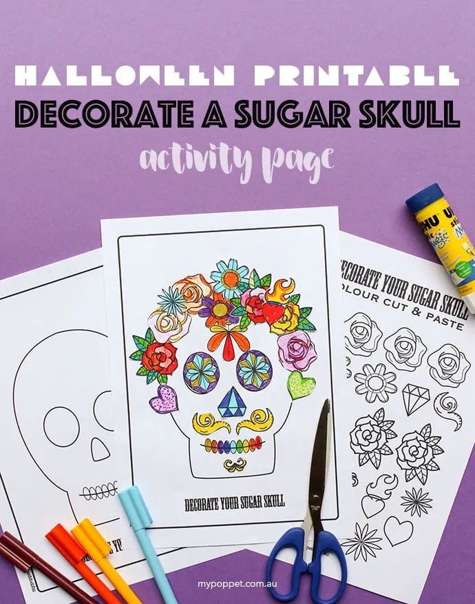 30 Spooky Fun Halloween Activities Printables for Kids (Free) 33 sugar skull activity