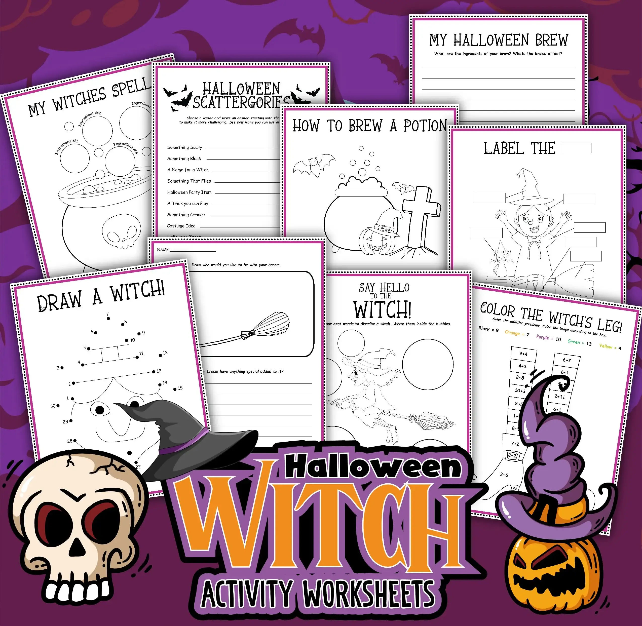 30 Spooky Fun Halloween Activities Printables for Kids (Free) 24 witch activity worksheets