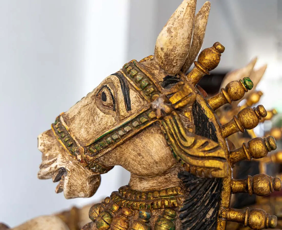 Pair of Teakwood Temple Horses - The Past Perfect Collection - Singapore