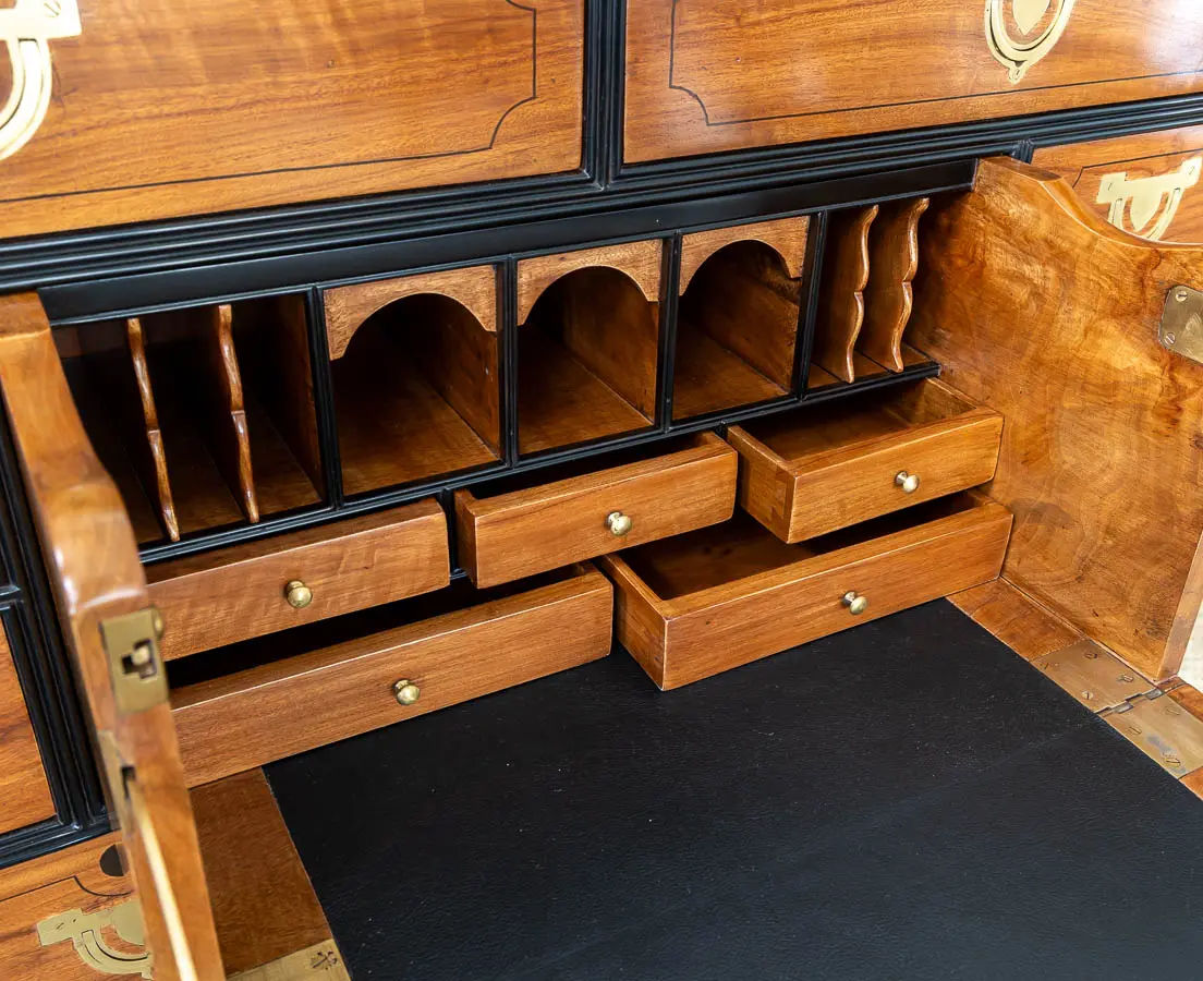 British Colonial Camphor and Ebony Secretaire Chest of Drawers - The Past Perfect Collection Singapore