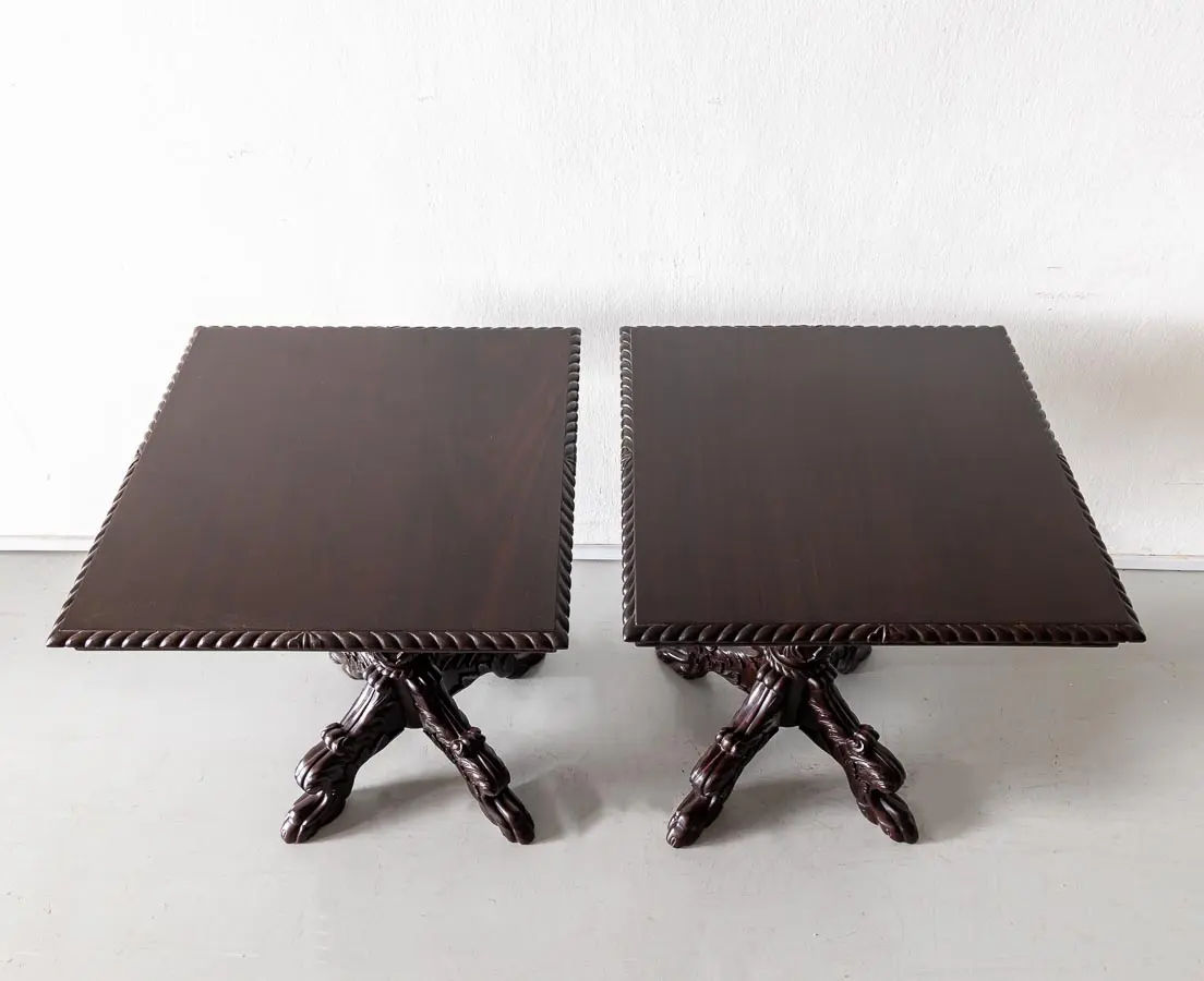 Pair of Rosewood Square Side Tables - The Past Perfect Collection - Singapore