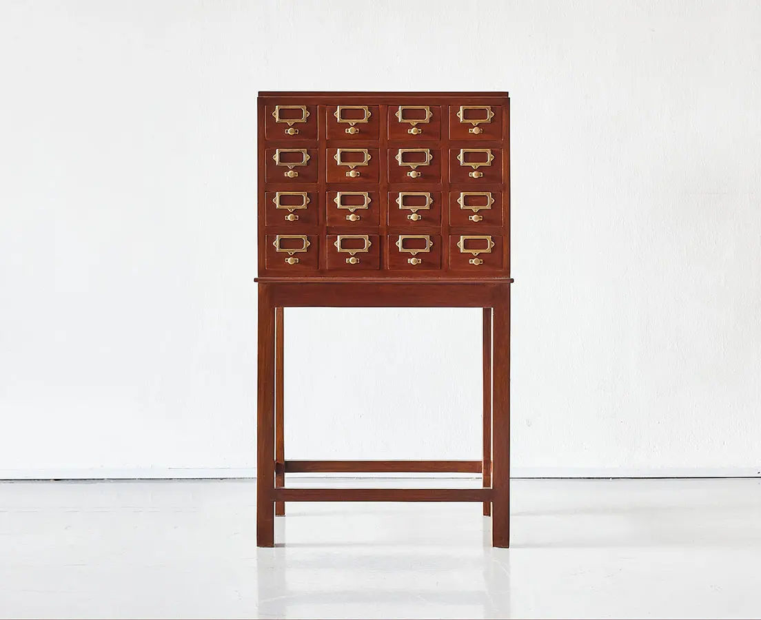 British Colonial Teakwood Index Card Cabinet - The Past Perfect Collection - Singapore