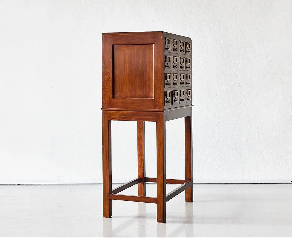 British Colonial Teakwood Index Card Cabinet - The Past Perfect Collection - Singapore