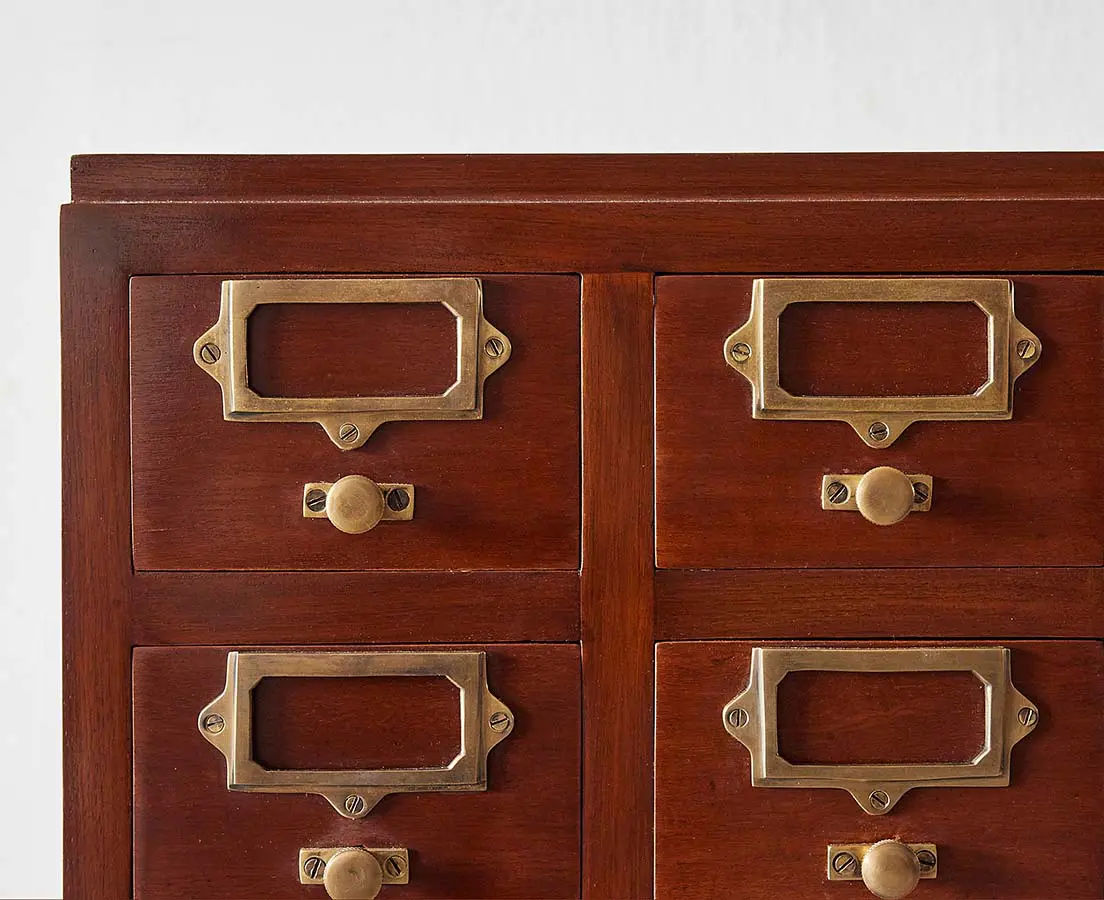 British Colonial Teakwood Index Card Cabinet - The Past Perfect Collection - Singapore