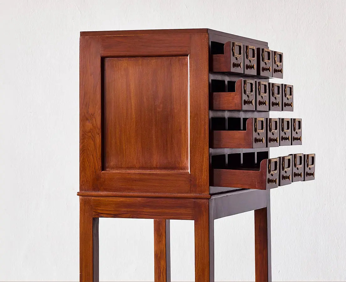 British Colonial Teakwood Index Card Cabinet - The Past Perfect Collection - Singapore