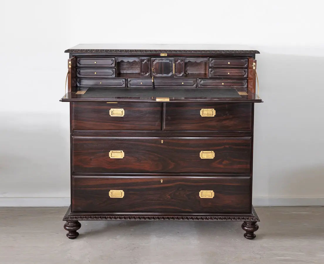 British Colonial Rosewood Secretaire Chest of Drawers - The Past Perfect Collection Singapore