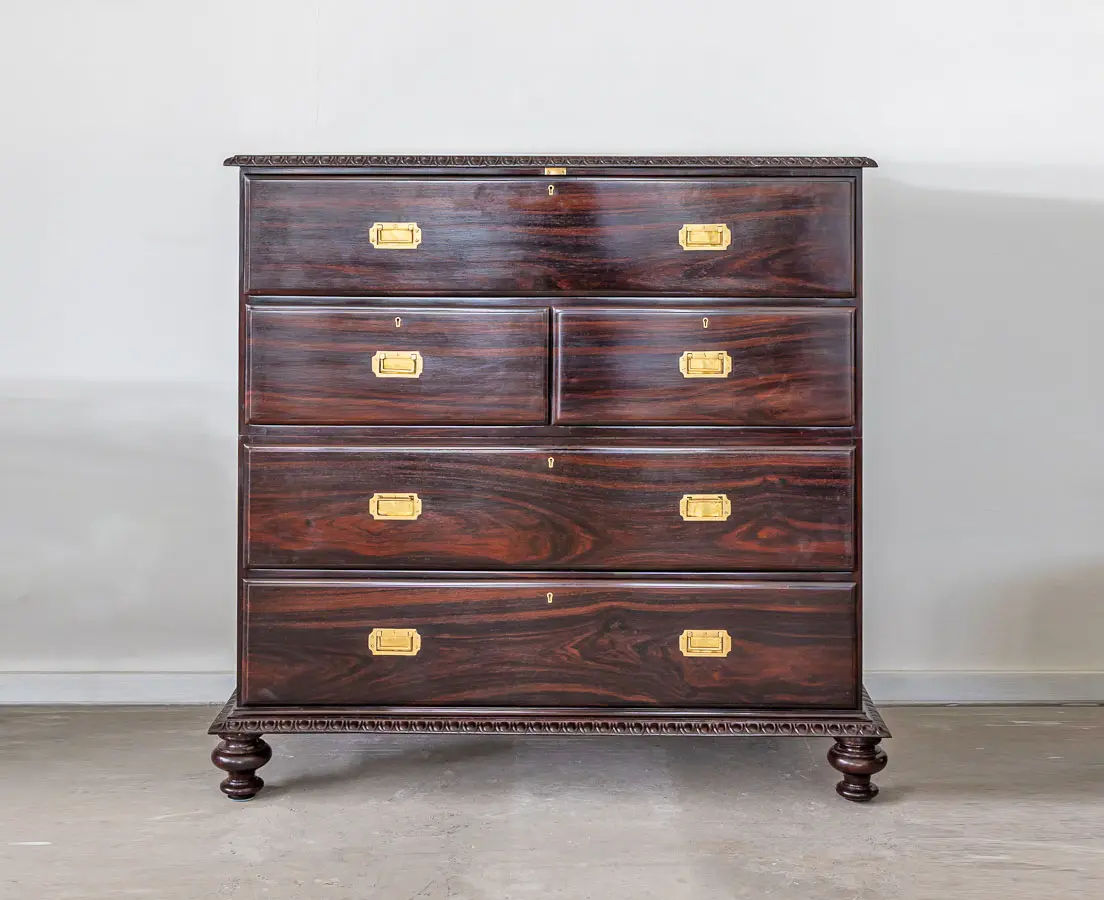 British Colonial Rosewood Secretaire Chest of Drawers - The Past Perfect Collection Singapore