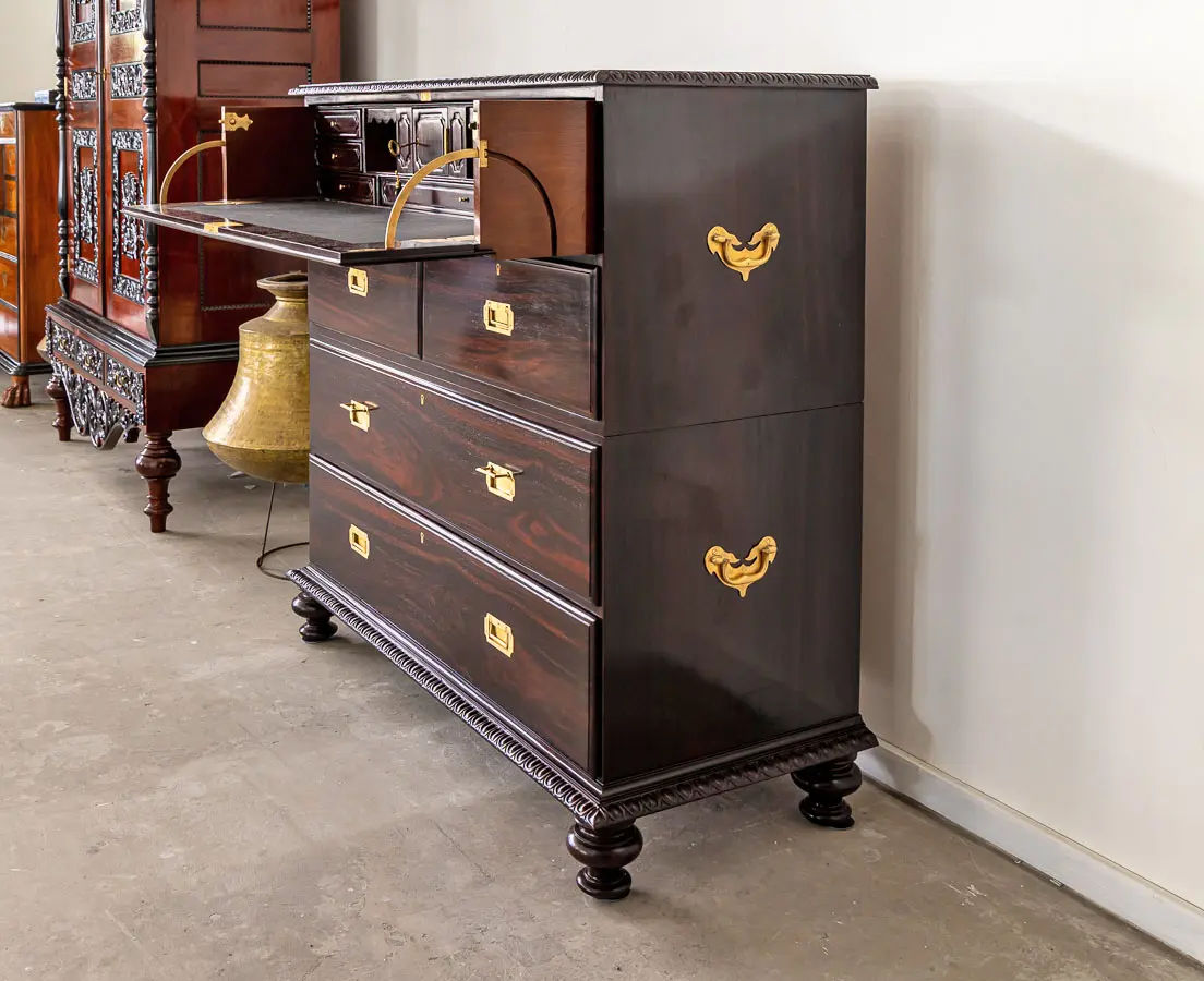 British Colonial Rosewood Secretaire Chest of Drawers - The Past Perfect Collection Singapore