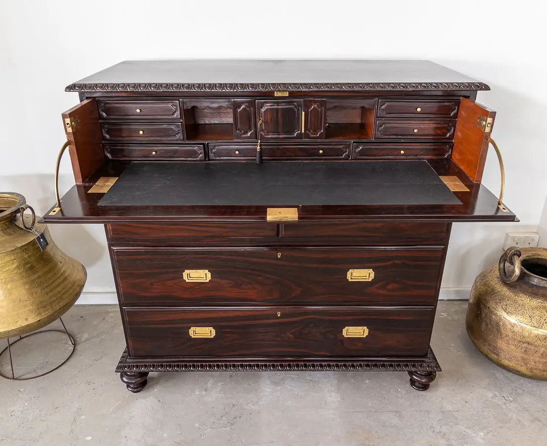 British Colonial Rosewood Secretaire Chest of Drawers - The Past Perfect Collection Singapore