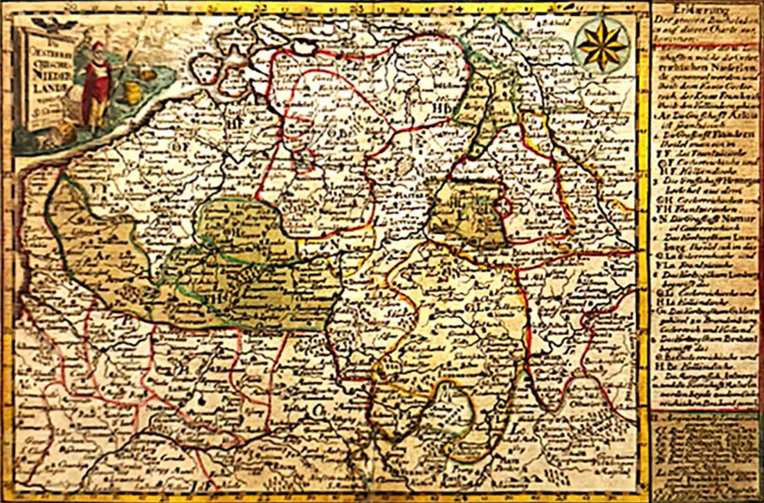 Die Oesterreichischen Niederlande vermehrt-(The Expanded Austrian Netherlands) Christoph Weigel 1724 German Copper engraving