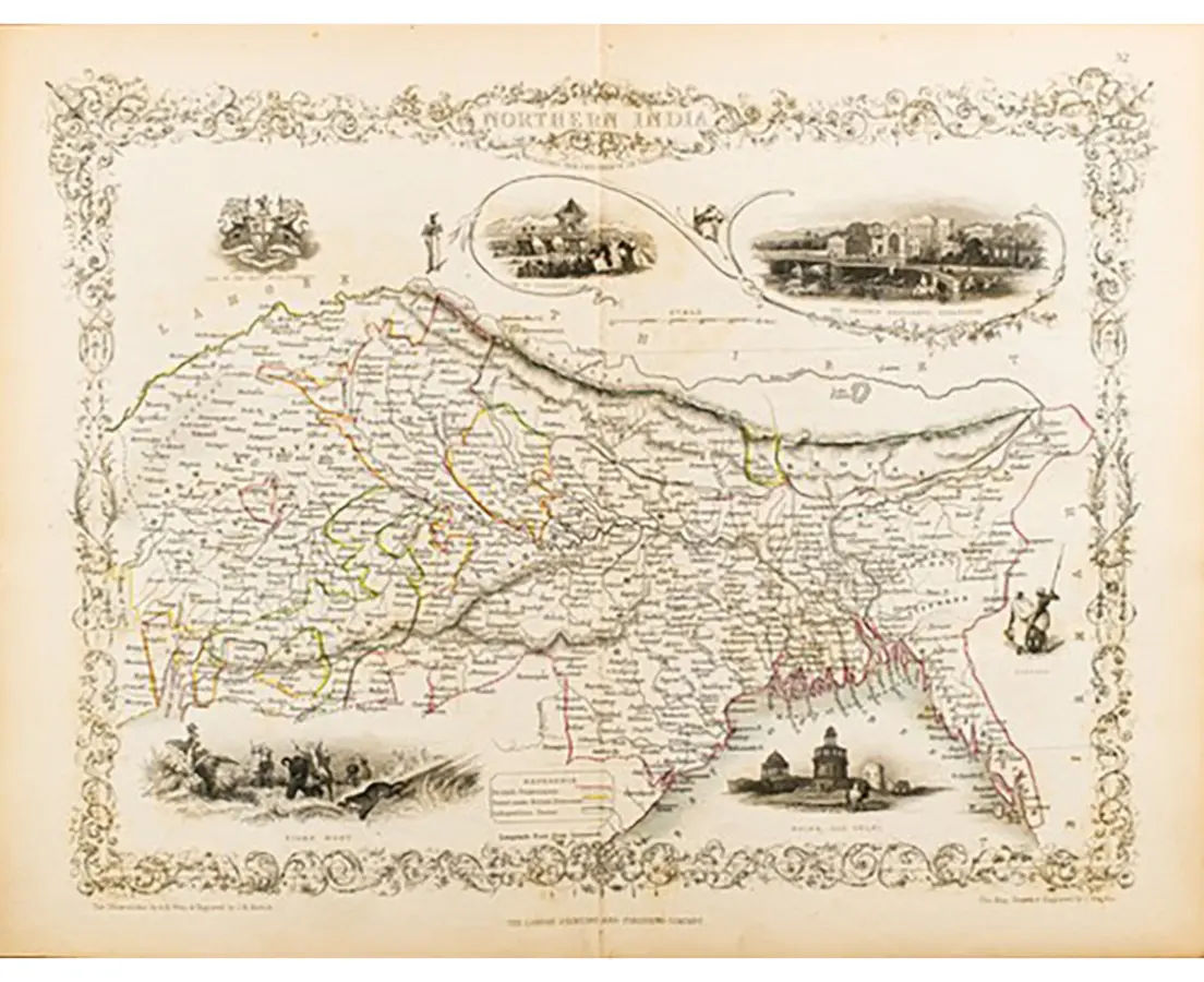 Northern India Map-John Tallis 1851