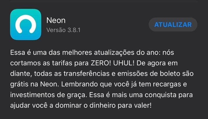 Neon cortou as tarifas Neon cortou as tarifas