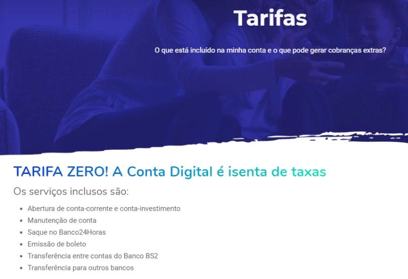 Tarifas do Banco BS2 Tarifas do Banco BS2