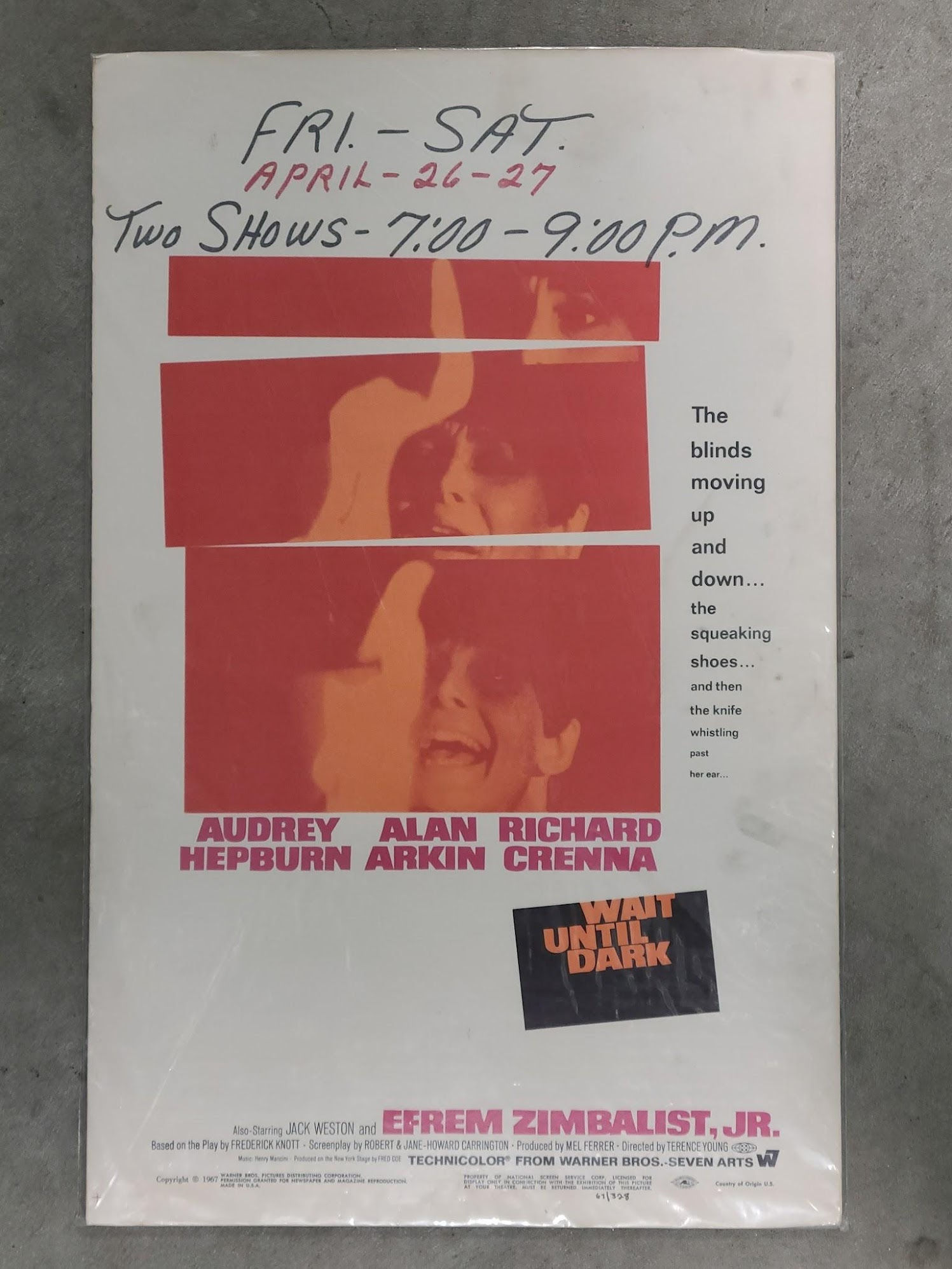 Wait Until Dark 1967 Window Cards