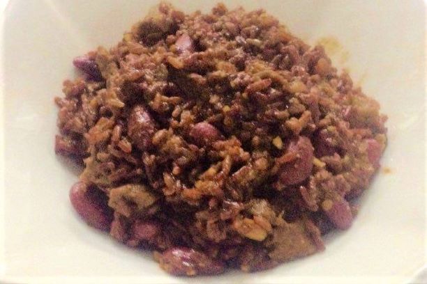 Red Beans with Red Rice, Shiitake and Corn