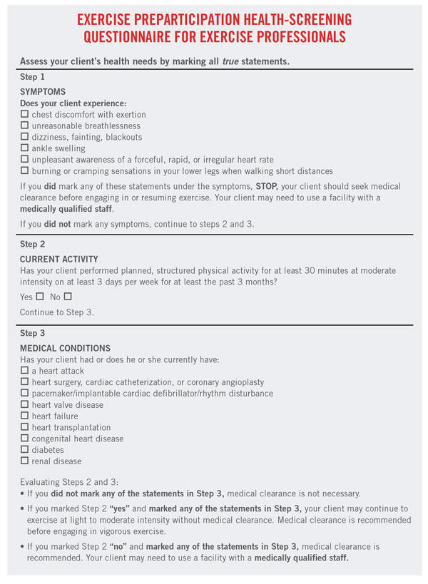 Pre Workout Questionnaire EOUA Blog
