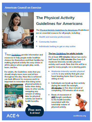 Image of the handout "The Physical Activity Guidelines for Americans"