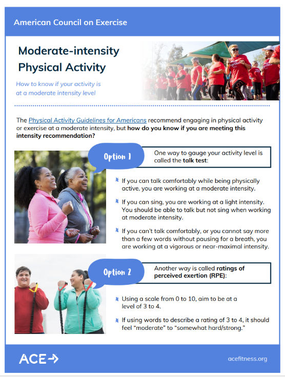 Image of the handout "Moderate-intensity Physical Activity"