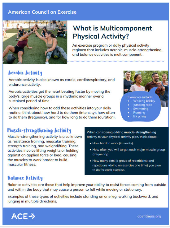 Image of the handout "What is Multicomponent Physical Activity"