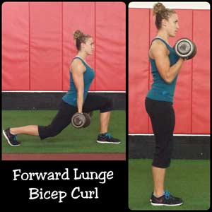 Forward Lunge with bicep curl