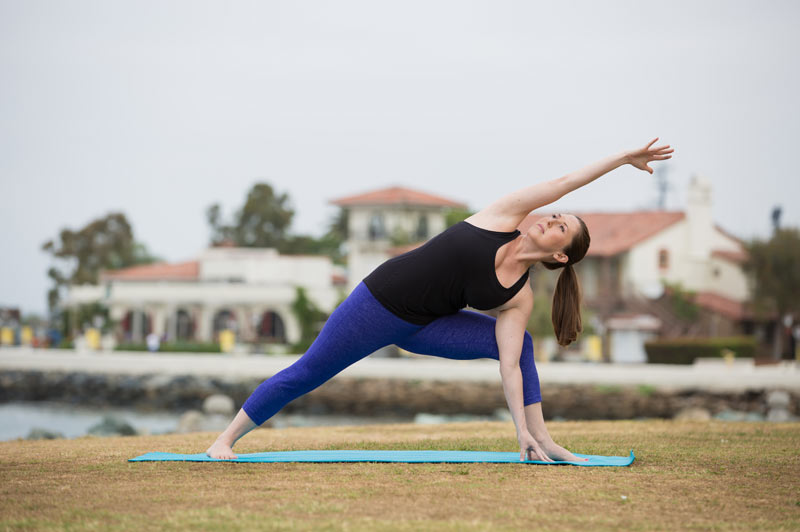 low lunge with foot in hand