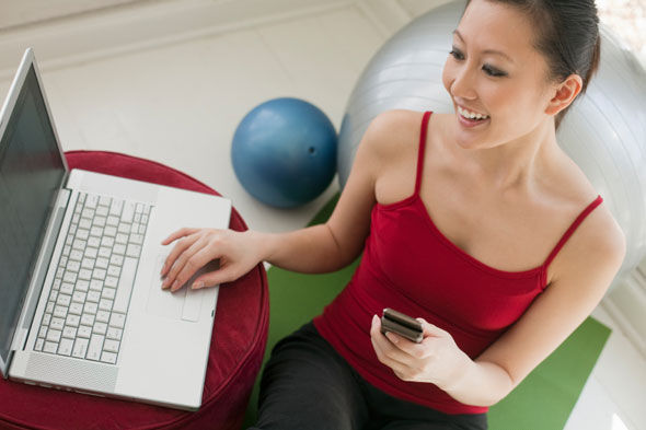 Woman using laptop