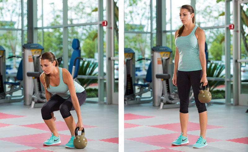 kettlebell suitcase deadlift