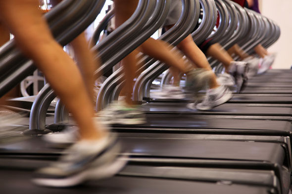 Walking on treadmill