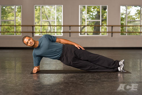 side planks with knee pull