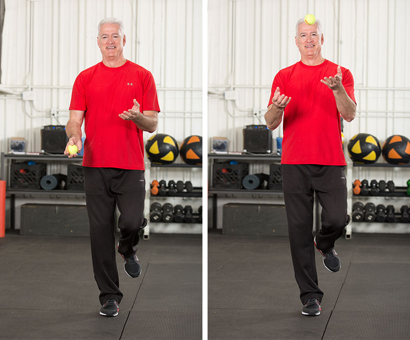 Standing Balance with Ball Tosses