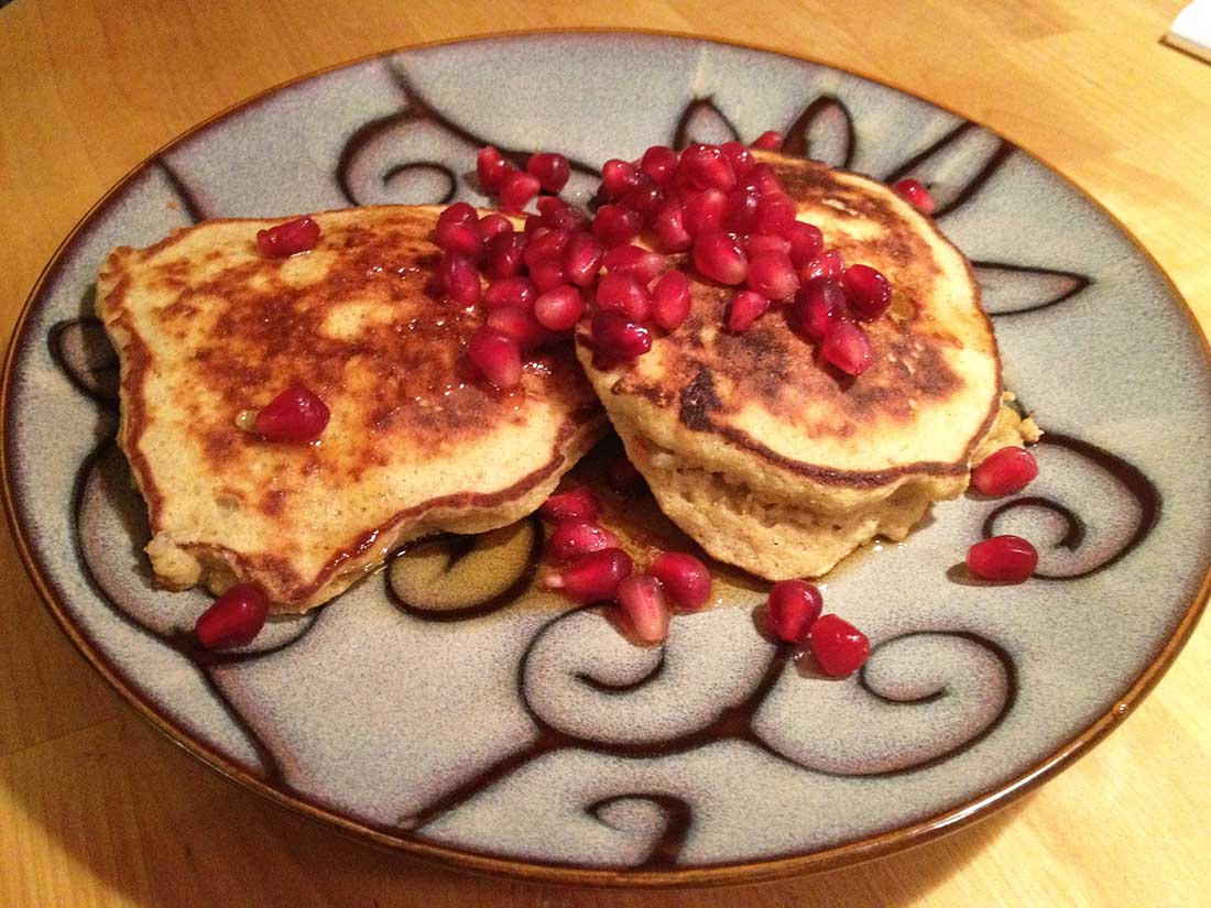 Coconut Flour Pancakes with Pomegranate Seeds