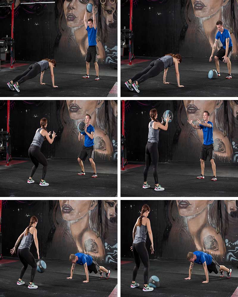 medicine ball slams and burpees