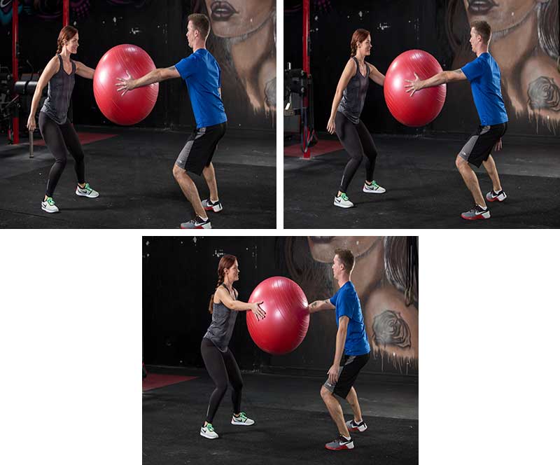 stability ball squat walk