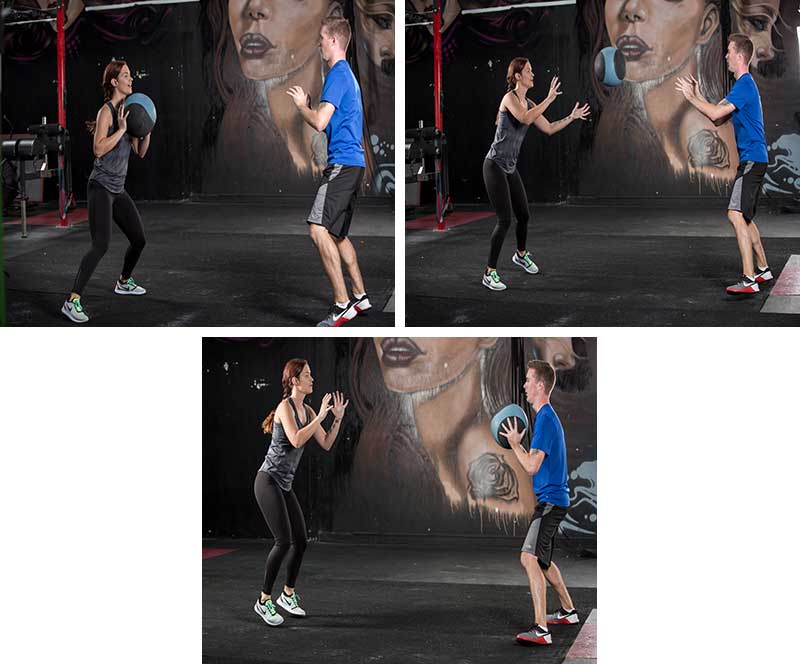 side shuffle with medicine ball toss