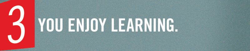 You enjoy learning.