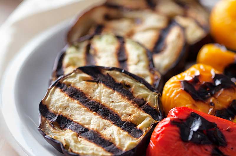 Grilled Eggplant and Pepper Roll-Ups