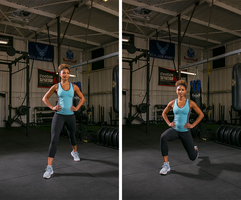 walking dumbbell diagonal lunges