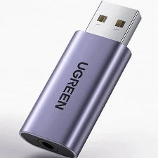 UGREEN CM383 USB-A to 3.5mm Audio Jack External Stereo Sound Adapter- Silver